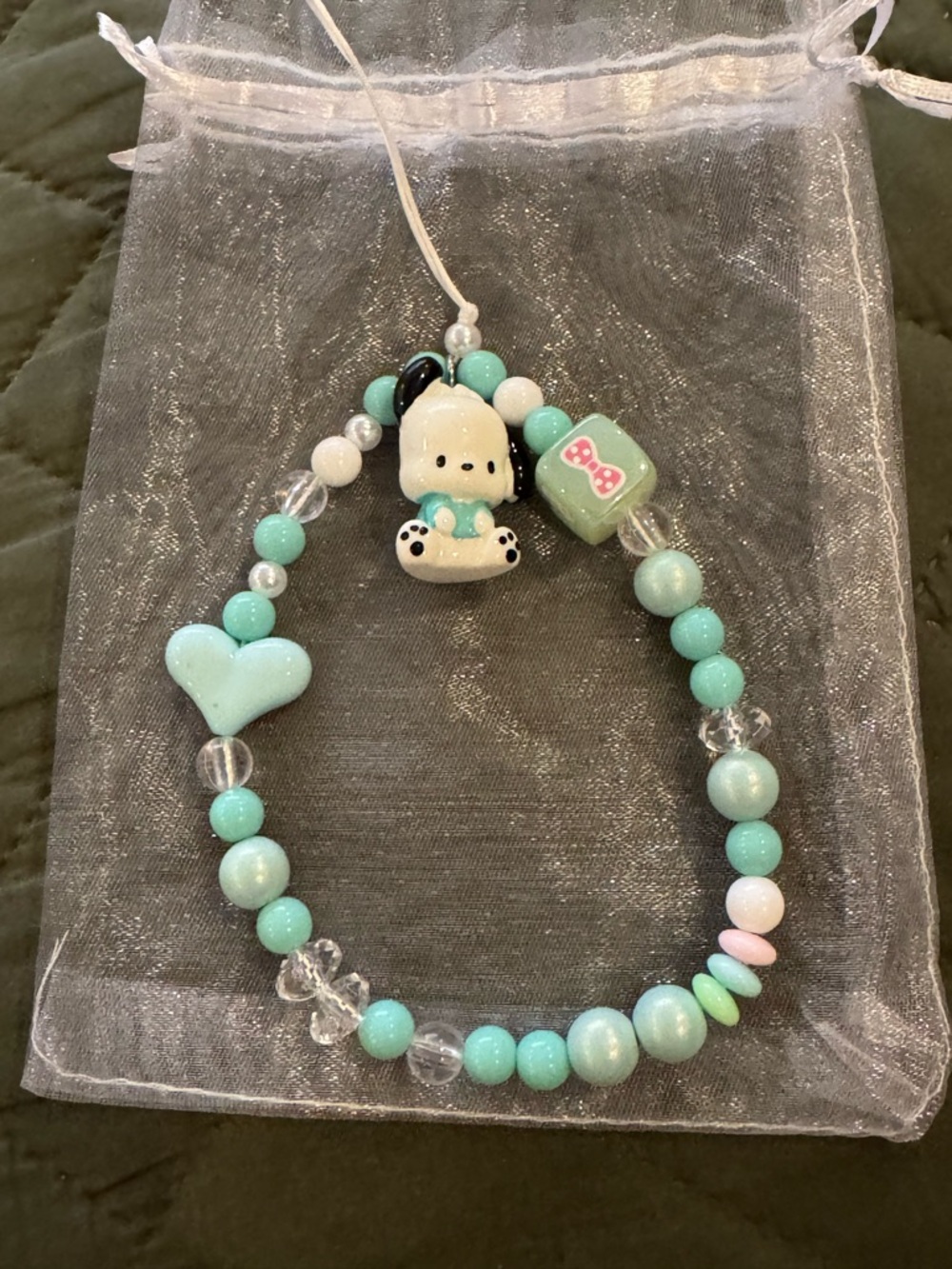 Pochacco phone Charm with Mint Green